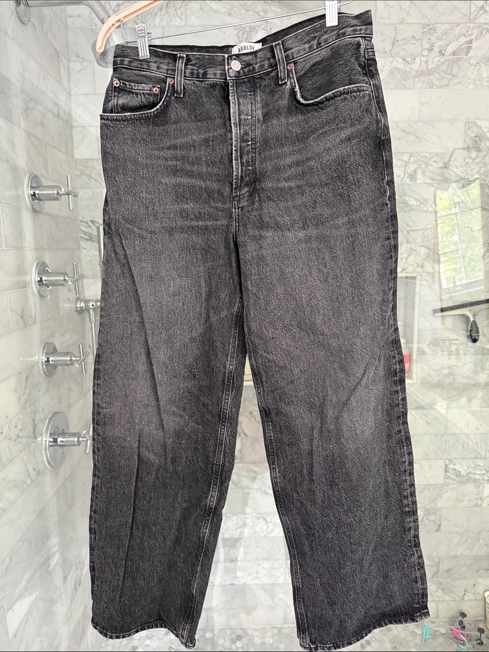 AGOLDE low slug wide baggy black washed jeans. Never washed or worn!